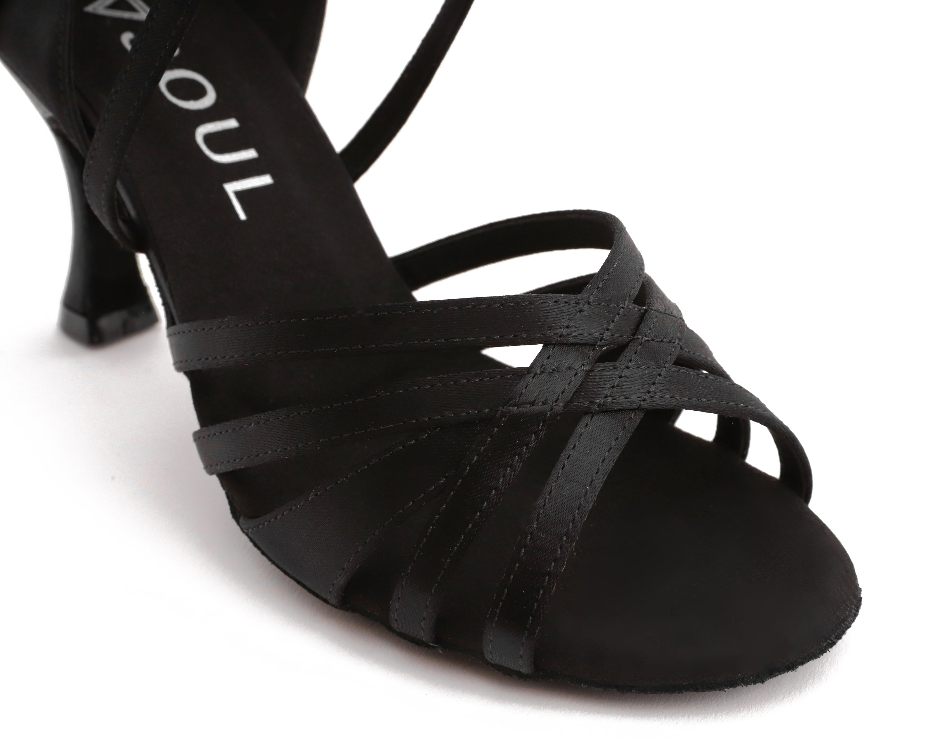 Stella - Schwarz Satin 7,5 cm Flare