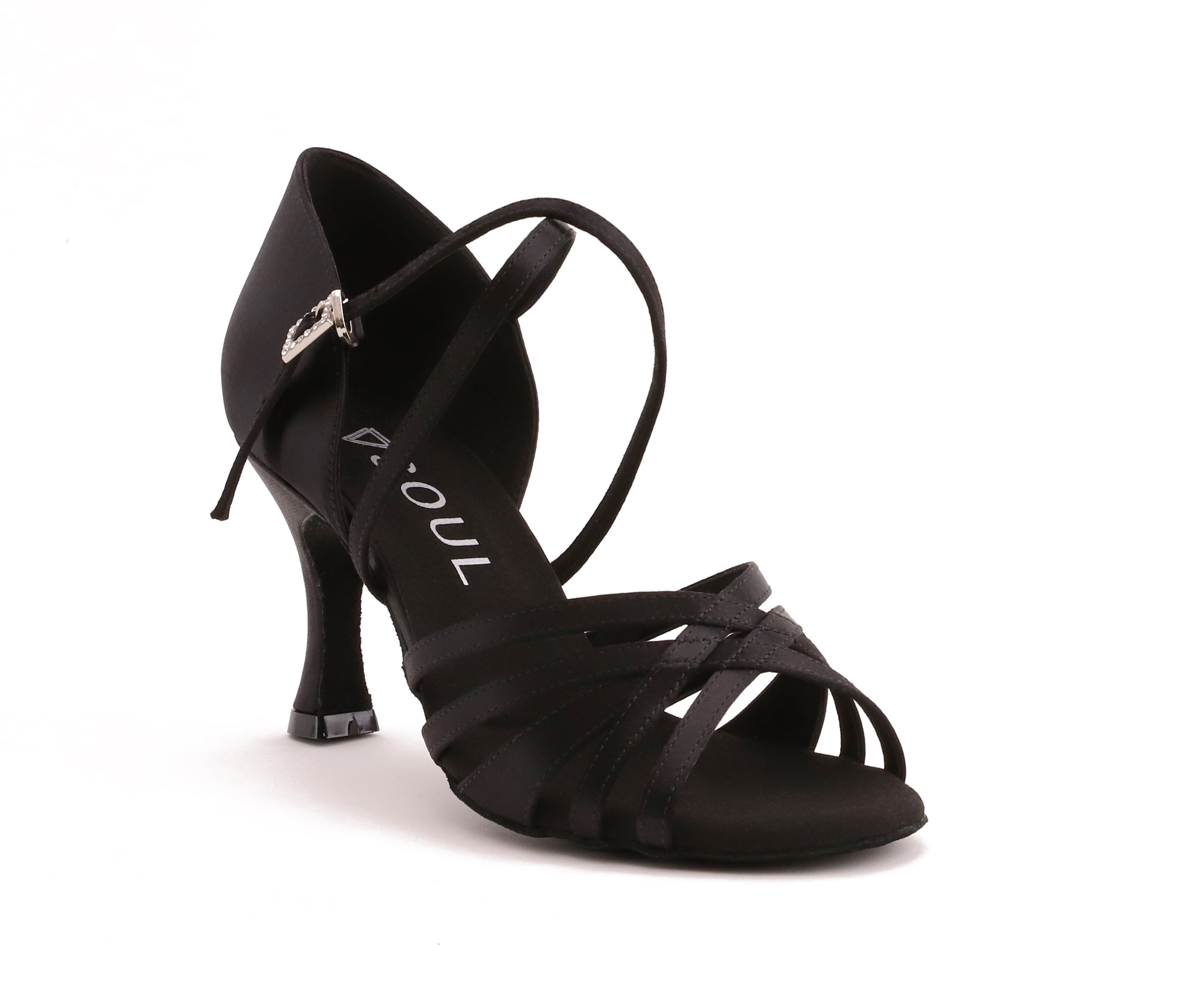 Stella - Schwarz Satin 7,5 cm Flare