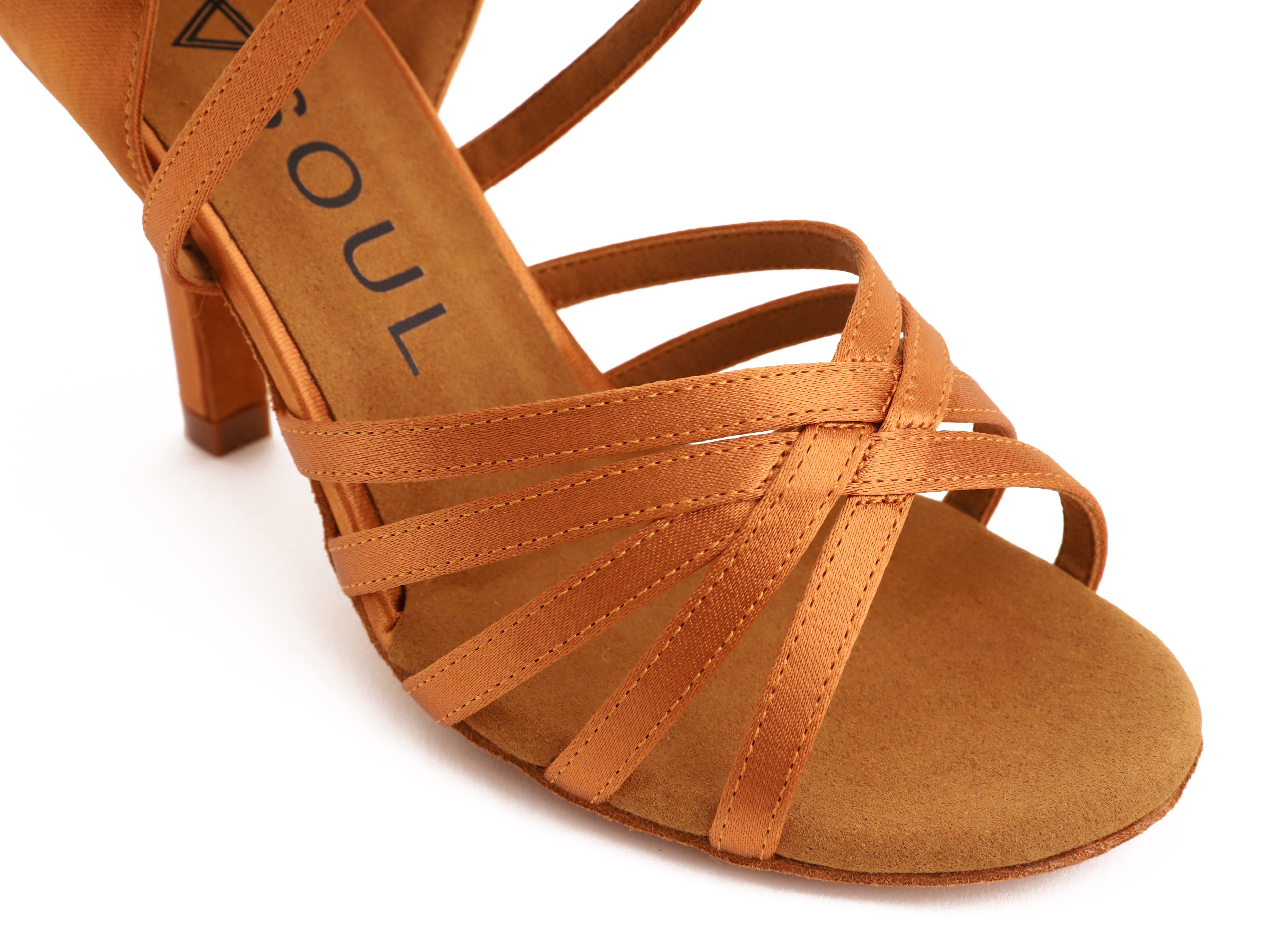 Eva - Tan Satin 8 cm Slim