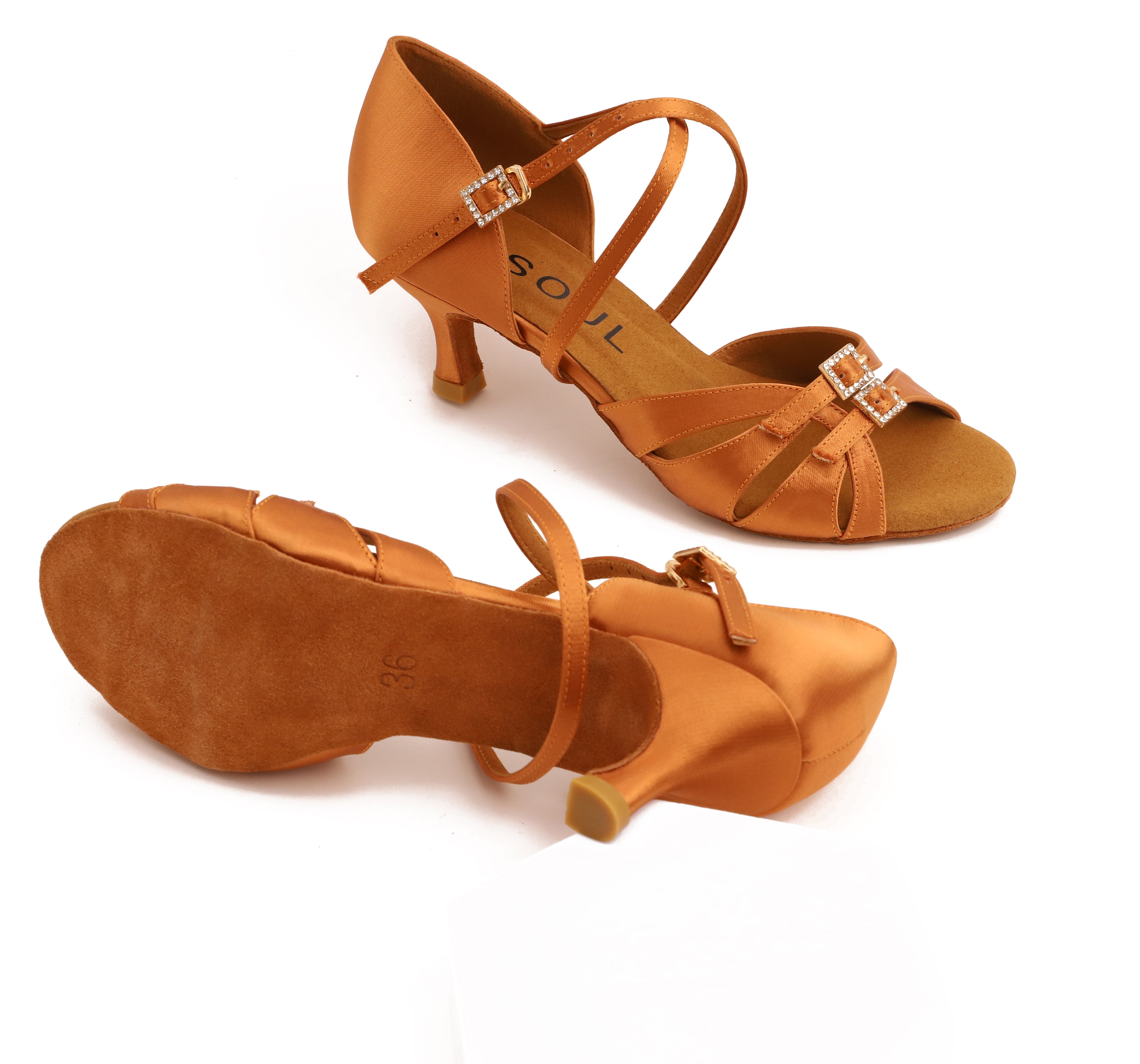 Calissa - Tan Satin 5,5 cm Elite Flare