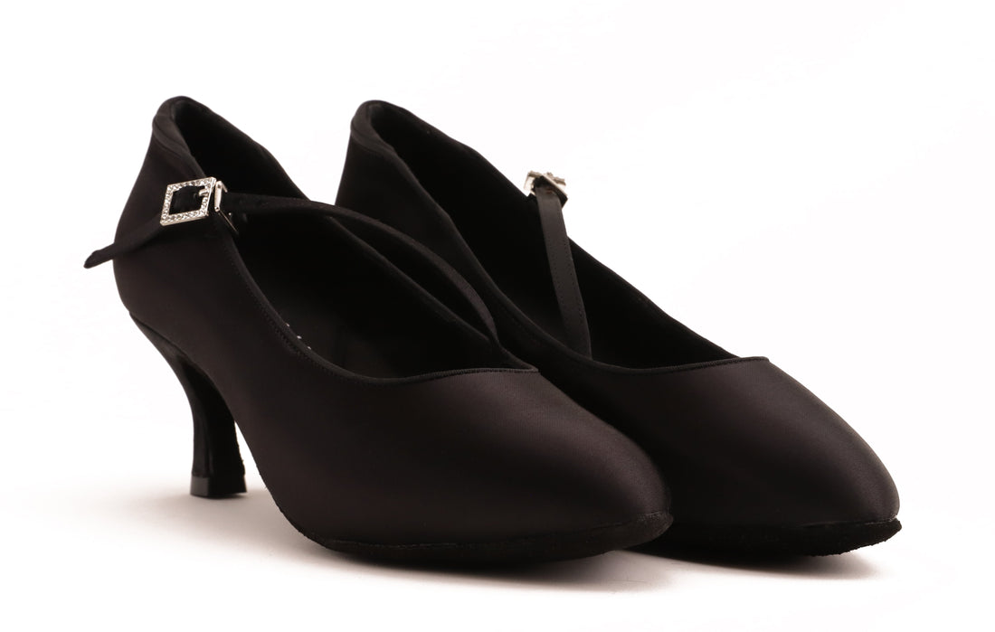 Delora Schwarz Satin Rounded 6,5 cm Flare – Standard Tanzschuhe Damen SOUL