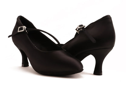 Delora Schwarz Satin Rounded 6,5 cm Flare – Standard Tanzschuhe Damen SOUL