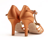 Mokka Tan Satin 8,5 cm Slim – Tanzschuhe Damen Latein & Standard SOUL