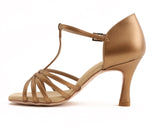 Mokka Bronze Hell Leder 7,5 cm Flare – Tanzschuhe Damen Latein & Standard SOUL