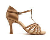 Mokka Bronze Hell Leder 7,5 cm Flare – Tanzschuhe Damen Latein & Standard SOUL
