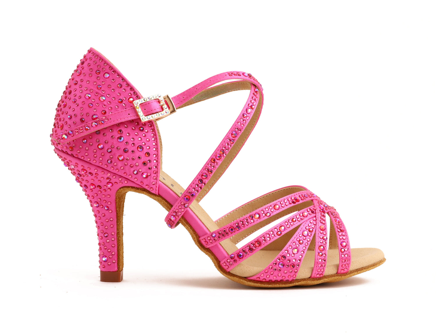 Stella Pink Satin Crystal 8 cm Slim – Tanzschuhe Damen Latein &amp; Standard SOUL