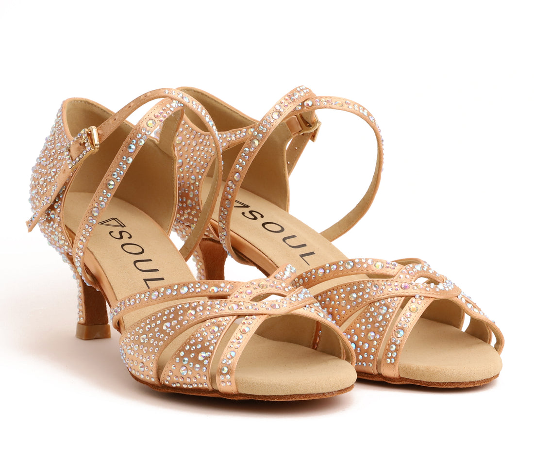 Bella Sparkle - Champagne Satin 5,5 cm Elite Flare