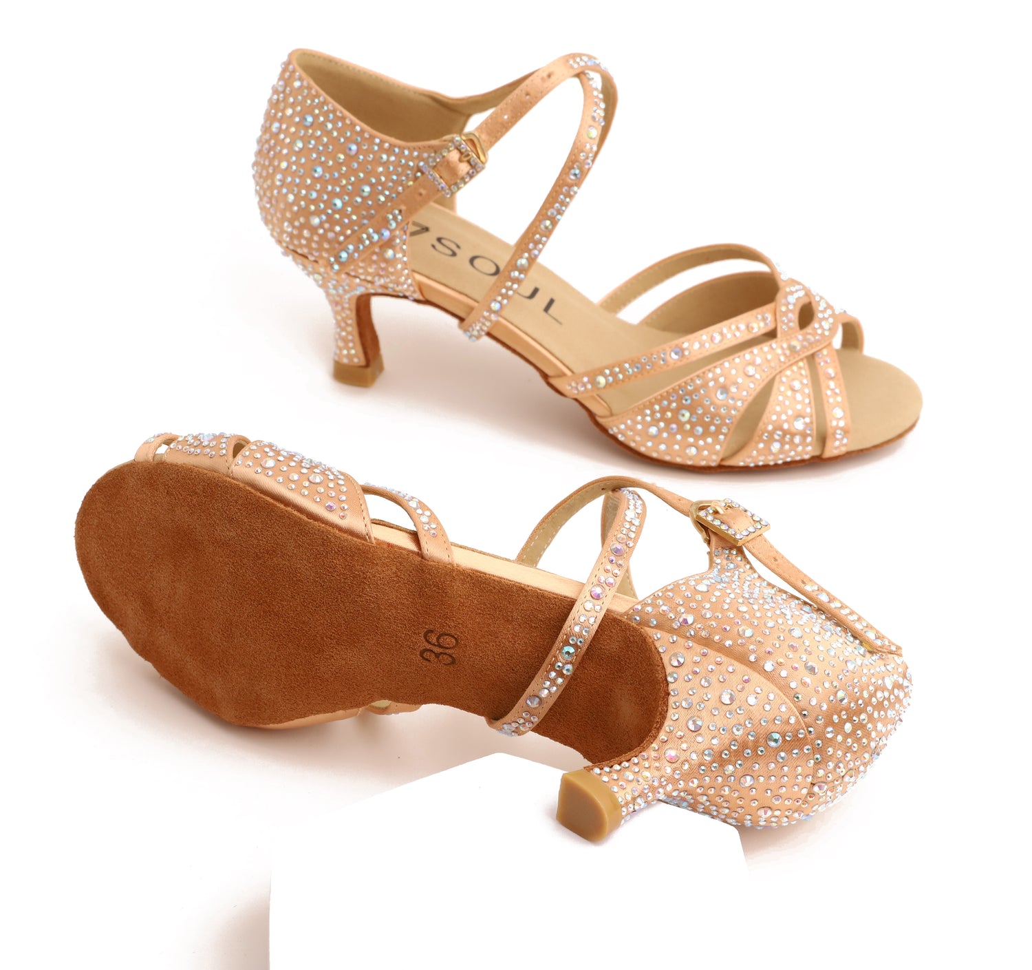 Bella Sparkle - Champagne Satin 5,5 cm Elite Flare