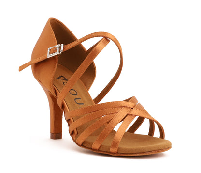 Eva - Tan Satin 8 cm Slim