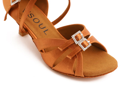 Calissa Flex - Tan Satin 5 cm Flare