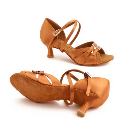 Calissa Flex - Tan Satin 5 cm Flare