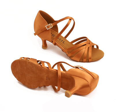 Stella - Tan Satin 5.5cm Elite Flare