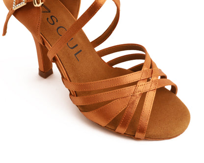 Stella - Tan Satin 8.5cm Slim