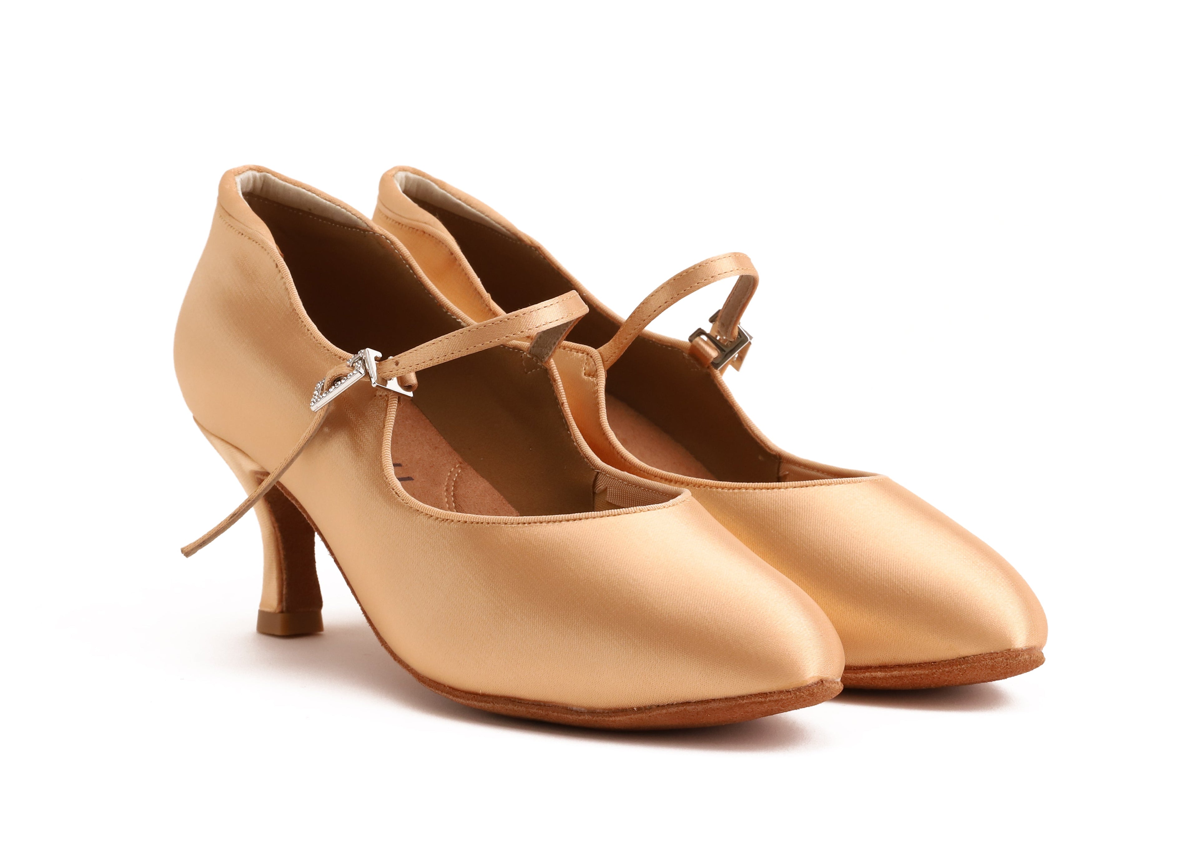 Calista - Peach Satin Rounded 6,5 cm Flare